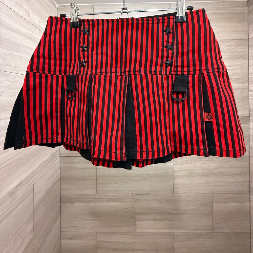 Tripp NYC Red and Black Striped Mini Skirt Sz M